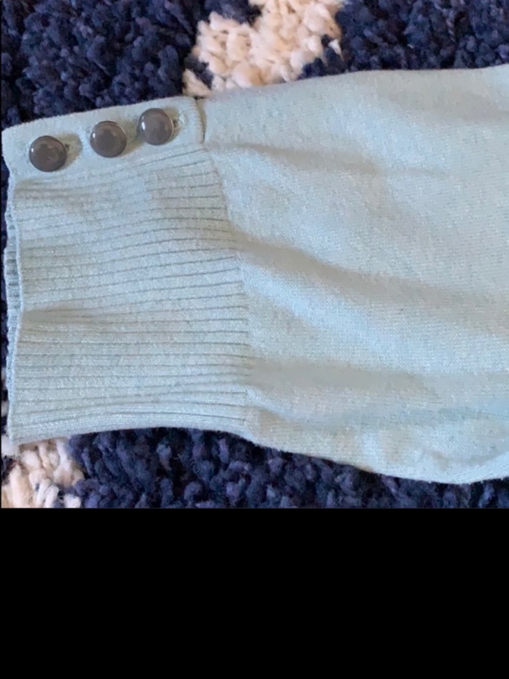 Banana Republic Pale Blue/Green Short Sleeve Knit Top with Button Accents - Picture 4 of 4